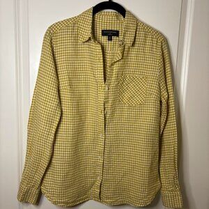 Banana Republic XS 100% Linen Lightweight Long Sleeve Collard Buttoned up Yellow